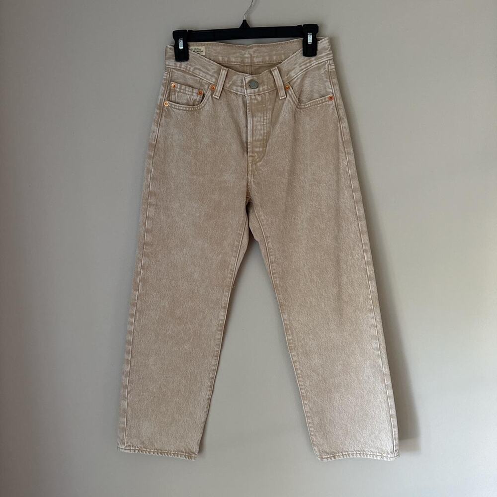 levis 501 90s premium beige acid wash straight leg jeans - Picture 2 of 7